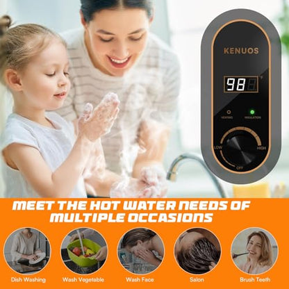 Under Sink Instant Hot Water Heater 2.5 Gallon Water Heater Digital Display Household 120V 1500W Mini Tank Water Heater,RV Small Water Heater with Updated Pressure Release Vavle - color: Gray