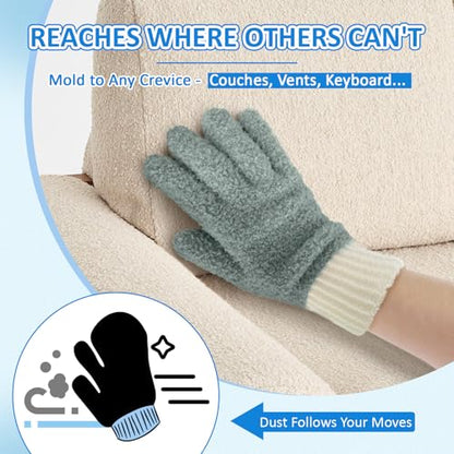 MIG4U 4 Pairs Microfiber Gloves - Dusting Gloves for House Cleaning - Washable Blind Cleaner Duster Tool (Blue/Pink/Gray/Navy,S/M) - color: Blue/Gray/Navy/Pink 4 Pairs, size: Small-Medium