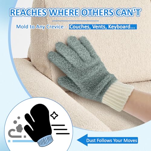 MIG4U Microfiber Dusting Gloves House Cleaning Glove for Blinds, Windows, Shutters, Furniture, and Car, Reusable Lint-Free Gray 2 Pairs S/M - color: Gray 2 Pairs, size: Small-Medium