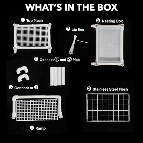 Hanging Turtle Basking Platform, 2-in-1 Turtle Dock for Basking and Laying Eggs with DIY PVC Pipes and Nesting Box, 11.5" Width Resting Area, Ramp for Reptile Frog Terrapin - size: M-11.5"