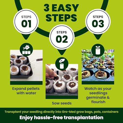 Organic Coco Coir Seed Starter Pellets NPK Enriched 50 Pcs, 35mm Perfect to Grow Herbs, Vegetables, Flowers,Fruits Seedlings, Compressed Coconut Coir Soil Plugs - Easy to Transplant in Pot - size: 50 Pack - NPK Enriched Seed Starter Pellets