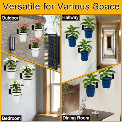 6 Pack 6 Inch Plant Pot Holder Ring, Metal Plant Holder Brackets Rings with 12 Screws & 12 Bolts, Potted Planter Brackets for Wall Indoor Outdoor Garden, Patio - size: 6 Inch