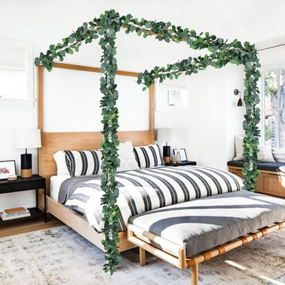 86 Feet 12 Strands Artificial Eucalyptus Leaf Plants Vine Hanging Eucalyptus Garland for Home Kitchen Office Wedding Wall Decor - size: 12pcs Eucalyptus Vine