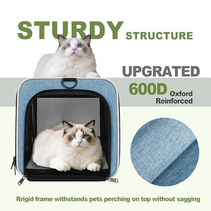 GAPZER Cat Carrier 18 x 11 x 11 Top Loading Soft Pet Travel Bag Over 15lbs | Portable Small Dog Puppy Car Travel Crate 10 lbs, Chihuahua Kennel Carry Case, Kitty Cloth Cage Medium Cat Under 25 lbs Blue - color: Blue