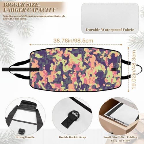Pixel Camo Print Firewood Carrier Bag with Padded Handles | Adjustable Buckle Straps, Water Resistant, Suitable for Indoor Fireplace and Outdoor Camping - color: Pastel Pink Purple Pixel Camo Print