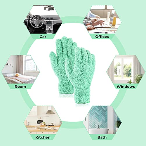 Molain Microfiber Dusting Gloves, Reusable Washable Cleaning Gloves Mittens for Plants House Cleaning Car Blinds Lamps…