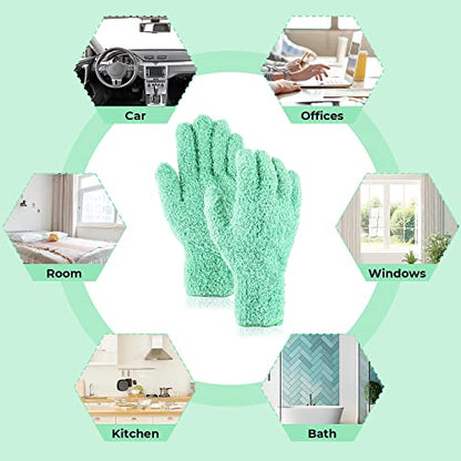 Molain Microfiber Dusting Gloves, Reusable Washable Cleaning Gloves Mittens for Plants House Cleaning Car Blinds Lamps…