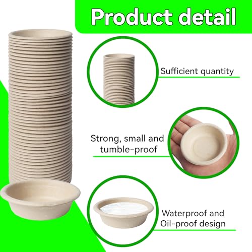 Klmnop 300 Pack 1oz Paper Gecko Food Cups, Reptile Feeding Dish, Food Bowl Ledge Accessories for Crested Gecko Reptiles Pets(Natural)