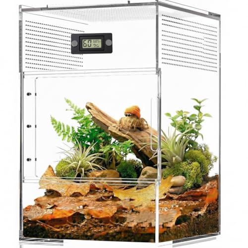 2 PCS Magnetic Temperature and Humidity Monitor for Jumping Spider Enclosure Accessories Digital Thermometer Hygrometer for Spider Terrarium, Reptile Tank Habitat Gauge (Rectangular) - color: Rectangular