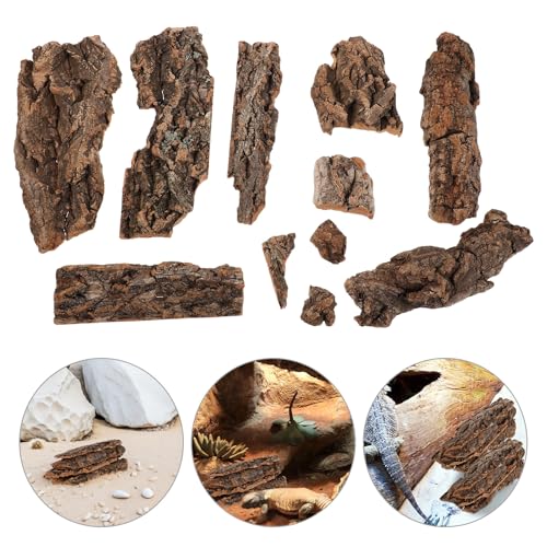 Toyvian Natural Cork Bark Flats Rounds, Organic Reptile Hide Basking Platform Bioactive Terrarium Wood Decor for Bearded Dragons Geckos Hermit Crabs