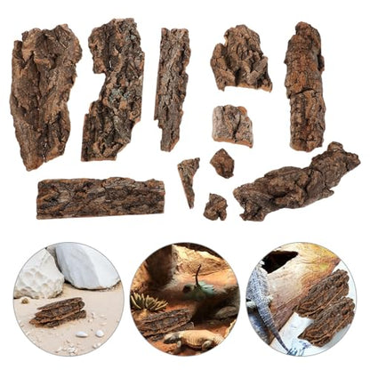 Toyvian Natural Cork Bark Flats Rounds, Organic Reptile Hide Basking Platform Bioactive Terrarium Wood Decor for Bearded Dragons Geckos Hermit Crabs