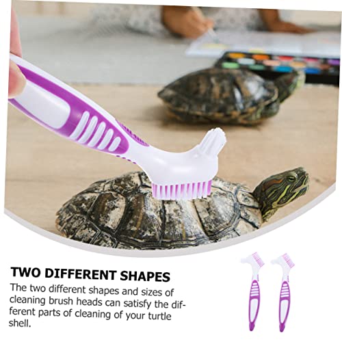 MERRYHAPY 2pcs Turtle Shell Cleaning Brush for Turtle Shells Aquatic Tortoises Safe Multi-Functional Brush Water Bowl Cleaning - color: Purple