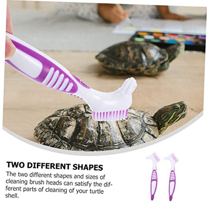 MERRYHAPY 2pcs Turtle Shell Cleaning Brush for Turtle Shells Aquatic Tortoises Safe Multi-Functional Brush Water Bowl Cleaning - color: Purple