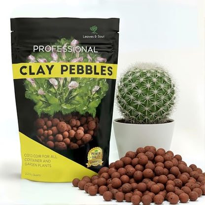 Professional Clay Pebbles for Plants, Expanded Clay Pebbles 2.2 Qt | Clay Pebbles for Plants Hydroponic Promote Healthy Root Growth, Improve Drainage, and Support Vigorous Plants Year-Round - style: Clay Pebbles Soil Additive (2.2 Quarts)