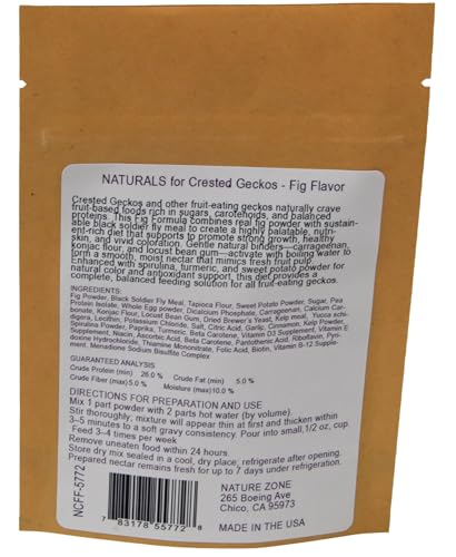 Nature Zone Naturals Crested Gecko Food –Fig, for Crested Geckos, Gargoyle Geckos, Day Geckos, 2oz/ 56 gm