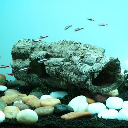 Large Reptile Hides Cave, Aquarium Decor Tree Trunk Fish Tank Decorations | 12’’ Large Fish Tank Decor, Bark Texture, Resin Ornament for Reptile Fish Tank 10+ Gal, Hideout for Fish Lizard Leopard Gecko