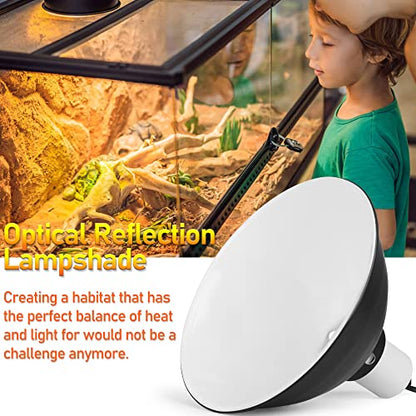 Reptile Reflector Dome Lamp Fixture, 8.5 inch Deep Polished Aluminum UVB Light Fixture for Reptile Glass Terrariums fit UVB UVA Bulb, Basking Heat Bulb, Ceramic Heat Emitter - size: 8.5 inch