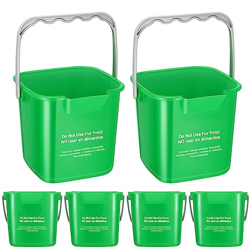 Roshtia 6 Pcs 6 Quart Cleaning Bucket Small Sanitizing Square Bucket Detergent Pail for Home Commercial Restaurant Kitchen Office School(Green) - color: Green