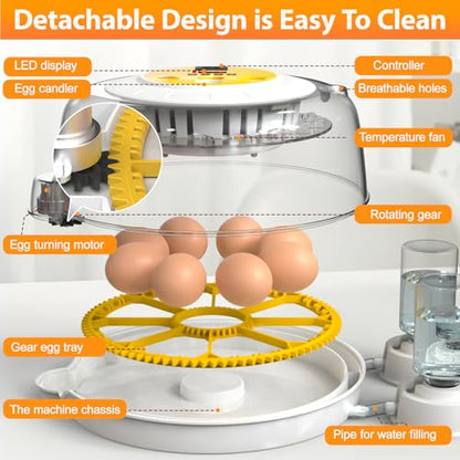 Egg Incubators for Hatching Eggs with Automatic Egg Turner, 8 Incubator for Chicken Eggs with Egg Candler for Chicken, Duck, Quail, Smart Egg Hatcher for Beginners & Kids - size: S- 8 Chicken Eggs