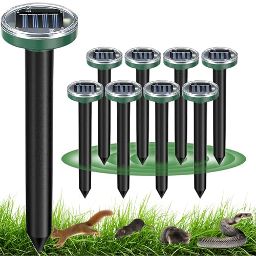 12Pcs Snake Repellent for Yard, Mole Repellent, Solar Ultrasonic Groundhog Gopher, Skunk, Vole, Rabbit, Rodent,Repellent Outdoor for Lawn Garden & Yard