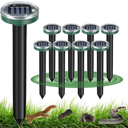 12Pcs Snake Repellent for Yard, Mole Repellent, Solar Ultrasonic Groundhog Gopher, Skunk, Vole, Rabbit, Rodent,Repellent Outdoor for Lawn Garden & Yard