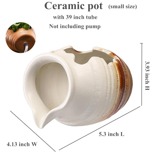 Outdoor Garden Fountain Spitter Pond Water Feature Pump DIY Ceramic Pot Decoration (5.3 inch Color 2) - color: 5.3 Inch Color 2