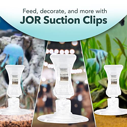 JOR 4 Pack Fishes Veggie Kelp Plant Suction Cup Clips for Aquariums, 2” x 1”, Feeding Tool, Aquarium Accessory for Fish Tank, Round Feed Holder Clamp, Automatic Fish Feeder, Includes Plastic Spring