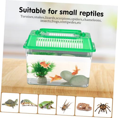 5pcs Transparent Reptile Breeding Box Handheld Tortoise Tank for Snakes Crabs and Small Pets Easy to Clean Safe Feeding Container Mixed Colors