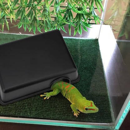 Hypeety Reptile Hide Box Small Animal Hide Cave for Snakes Lizards Geckos | Durable, safe material, smooth surface, maintain humidity, easy to clean, provides secure hiding space, balck, 1 pack, M