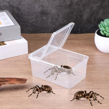 10 Pcs Reptile Breeding Box, Clear Plastic Terrarium with Vent Holes, Small Animal Enclosure for Spider Scorpion Lizard Insect, 5.9x3.9x2.55 Inch