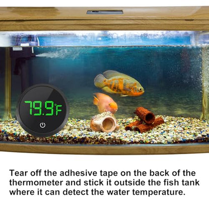 4PCS LED Aquarium Thermometer Fish Tank Thermometer Reptile Terrarium Water Temperature Test Digital Thermometer for Fish, Axolotl, Turtle and Aquatic - color: Round-Black 4PCS