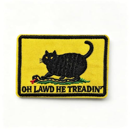 Oh Lawd He Treading Cat Snake Patch Hook and Loop Funny Tactical Morale Embroidered Cool Military Badge 3 * 2 Inch for Backpack Vest Dog Harness Molle Gear Gift for Adults