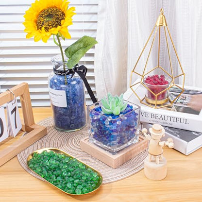 Keedolla 0.5 Lb Red Sea Glass Pebbles Stones Aquarium Gravel Fish Tank Rocks Small Frosted Glass Marbles Gemstones for Fish Turtle Tank, Vase Fillers and DIY Crafts - color: Red, size: 0.5 LB
