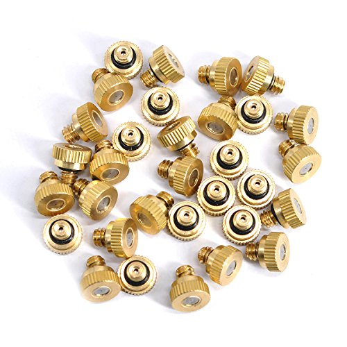 32 Pack- Brass Misting Nozzles For Outdoor Cooling System, 0.012” Orifice (0.3 mm) 10/24 UNC