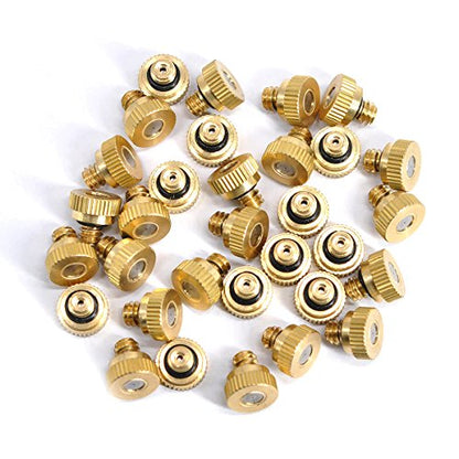 32 Pack- Brass Misting Nozzles For Outdoor Cooling System, 0.012” Orifice (0.3 mm) 10/24 UNC