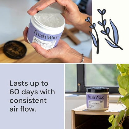 Fresh Wave Lavender Odor Eliminator Gel 2Pk 15 oz - Air Freshener for Home | Lasts 30-60 days. Plant-based odor absorber. No perfumes or harsh chemicals. Bathroom & closet deoderizer. Refills available. - size: 15 Fl Oz (Pack of 2)