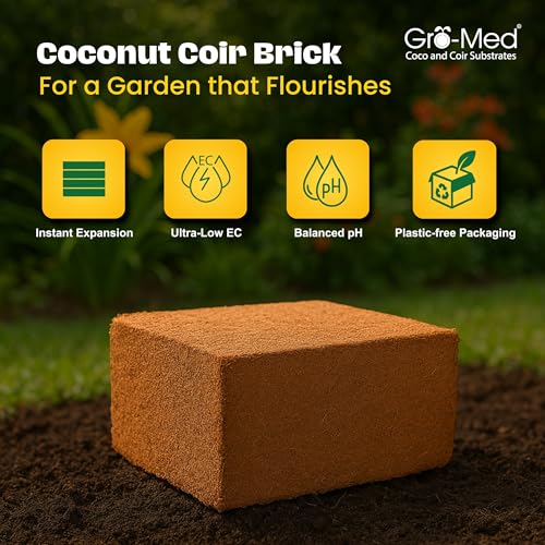 Organic Coco Coir Block (10lbs) - Enriched Coco Coir for Plants | OMRI-Listed Coco Coir Brick for Garden Soil & Potting Mixes - Coconut Fiber Substrate with Added Plant Food for All Plants - size: 1 Pack - NPK Enriched Coco Coir Block