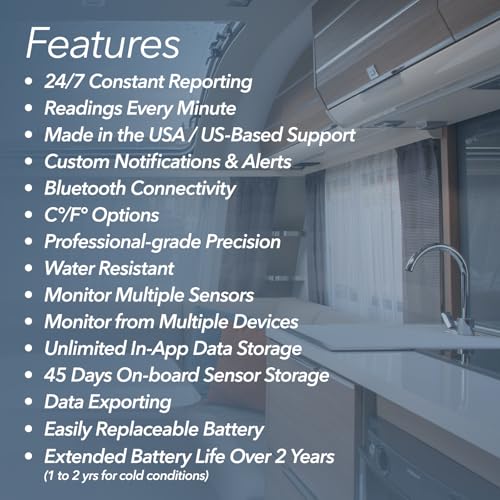 HT.w Smart Temperature Sensor & Humidity Sensor - Thermometer & Hygrometer w/App Monitoring - Water Resistant Temperature and Humidity Monitor w/Heat Index for RV, Fridge & More
