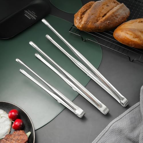 8 Pack Kitchen Tongs, Stainless Steel Serving Tongs with Non-Slip Tips for Cooking，Easily Control Kitchen Tweezer, Multi-Purpose Korean Tong for Baking, Food Plating, BBQ (9 Inch) - size: 9 Inch