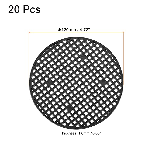 MECCANIXITY Flower Pot Hole Mesh Pad 4.7 Inch Bonsai Plant Bottom Round Plastic Soil Grid Screen Mat, Black Pack of 20 - size: 4.7"