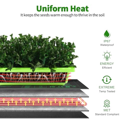 Seedling Heat Mat and Digital Thermostat Combo Set, MET-Certified Plants Heating Mat Warm Hydroponic,Germination, Indoor Gardening, Greenhouse - size: 10*20.75"- set