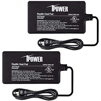 iPower 2-Pack 4 by 7-Inch Reptile Heating Pad Terrarium Heater Under Tank Heat Mat for Small Animals, Black - color: Black/2 Pack Heat Pad, size: 4" x 7"