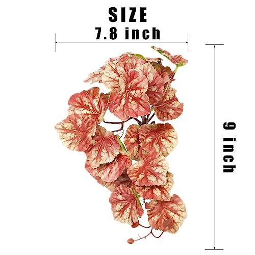 2Pack Pink Reptile Plants, Fake Heuchera Terrarium Hanging Suction | Tank Decor Fits Gecko Snake Tarantula Jumping Spider - color: E-fake Heuchera Micrantha Pink