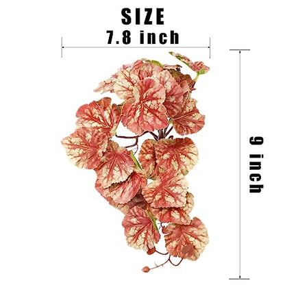 2Pack Pink Reptile Plants, Fake Heuchera Terrarium Hanging Suction | Tank Decor Fits Gecko Snake Tarantula Jumping Spider - color: E-fake Heuchera Micrantha Pink