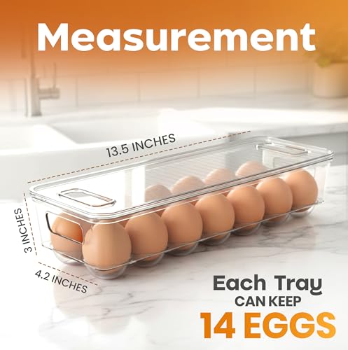 Utopia Home Egg Holder for Fridge, Stackable Egg Container, 3 Pack, Clear | With Lid and Handle, For Refrigerator Organization, Egg Holder For Kitchen or Pantry Organizers and Storage - size: Pack of 3