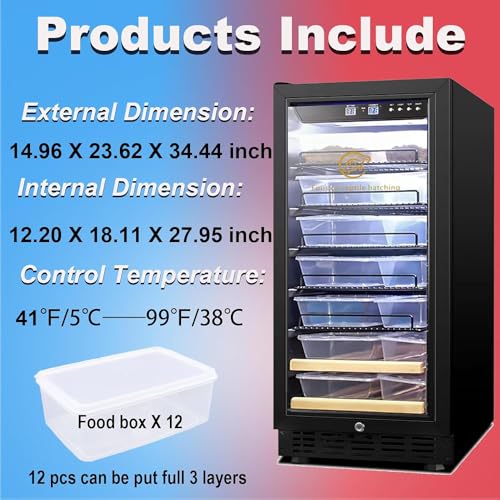 95L Large Reptile Automatic Incubator Cooling and Heating 41℉ to 100℉ 110V Reptile Egg Mute Hatchery Work for Reptiles - size: 95L