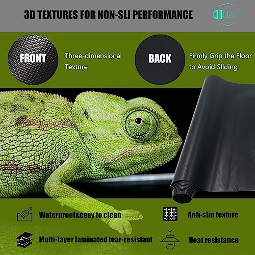 Bearded Dragon Tank Accessories,17.1"x 78.7"Reptile Terrarium Liner Substrate for Leopard Gecko,Iguana, Lizard,Snake,and Tortoise,Non-Adhesive Reptile Carpet Bedding for Reptile Tank (Black)