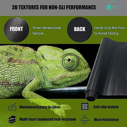 Bearded Dragon Tank Accessories,17.1"x 78.7"Reptile Terrarium Liner Substrate for Leopard Gecko,Iguana, Lizard,Snake,and Tortoise,Non-Adhesive Reptile Carpet Bedding for Reptile Tank (Black)