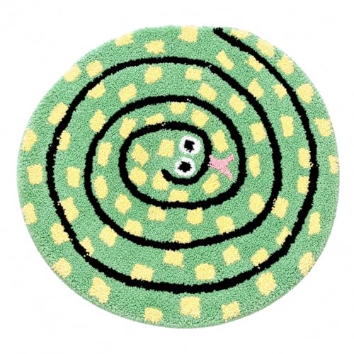 Snake Rug Tufted Cute Bedroom Rug Small Black Bathroom Rugs Novelty Animal Accent Carpet for Dorm Reptile Decor (24X22 inch)