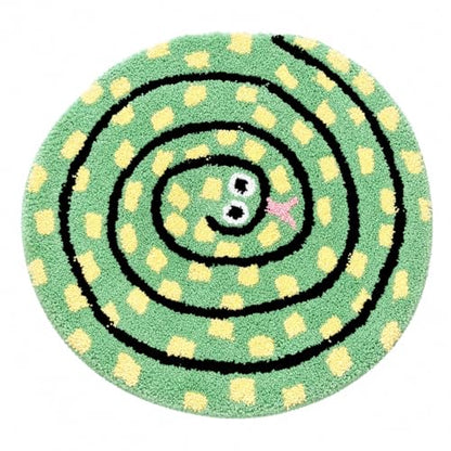 Snake Rug Tufted Cute Bedroom Rug Small Black Bathroom Rugs Novelty Animal Accent Carpet for Dorm Reptile Decor (24X22 inch)